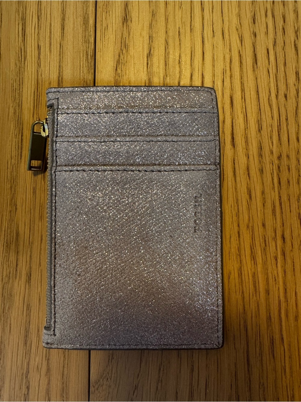 Fossil Glitter Metallic Card Case in light Gold